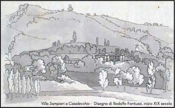 Villa Sampieri a Casalecchio - Disegno di Rodolfo Fantuzzi, inizio XIX secolo